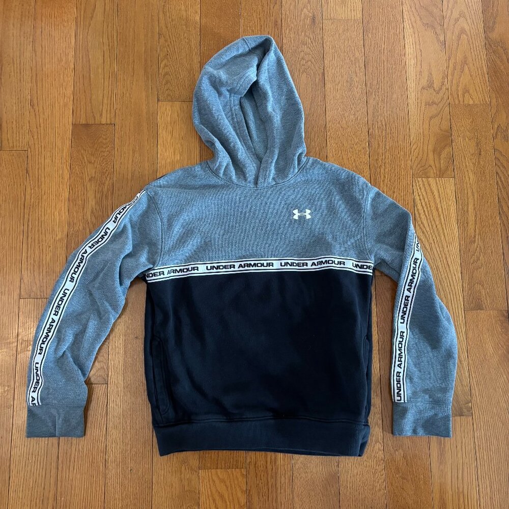 Boys Under Amour Gray and Black Hoodie